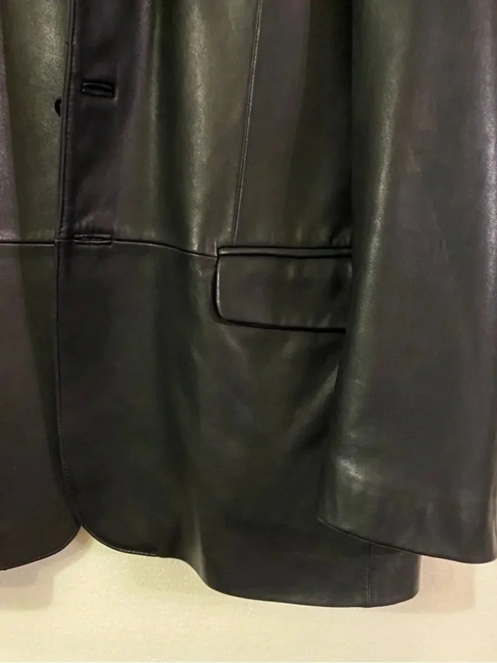 Vintage Y2K Ralph Ralph Lauren black lambs leather 44R suit jacket blazer